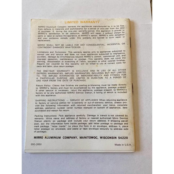 MIRRO-MATIC Electric Slow Cooker Directions And Recipe MANUAL Book - Picture 2 of 10